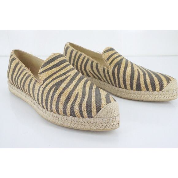 Stuart Weitzman Catalan Zebra Striped Espadrille Flat Loafers size 9.5 - Picture 1 of 11